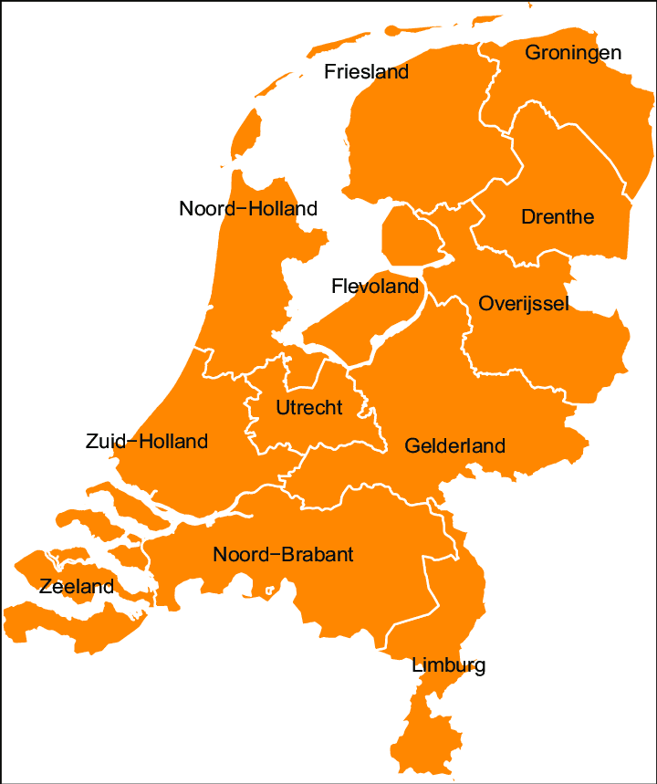 Kaart werkgebied Autosleutel24 Nederland